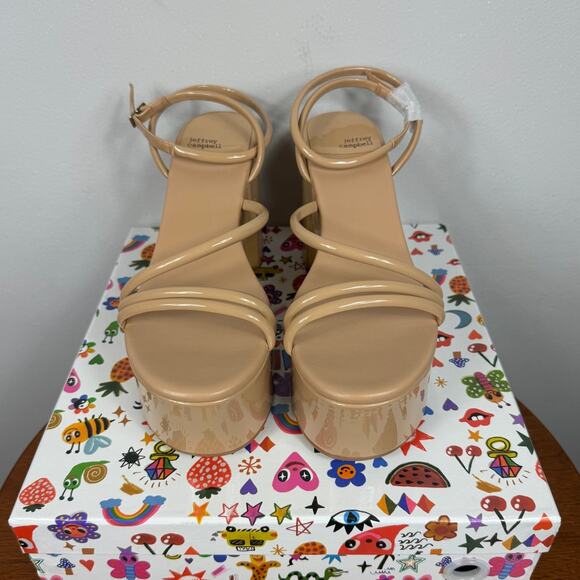 New Jeffrey Campbell Mamba Platform Sandal in Dusty Nude Patent Size 11 - Picture 3 of 9